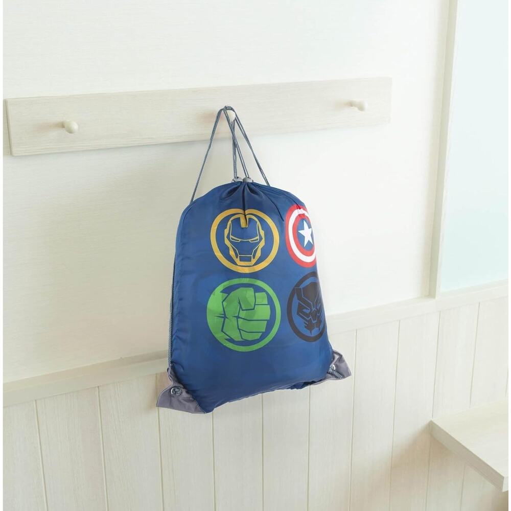 Avengers Battle Formation Kids Sleeping Bag & Drawstring Carrying Bag 54" x 27" - Picture 6 of 9